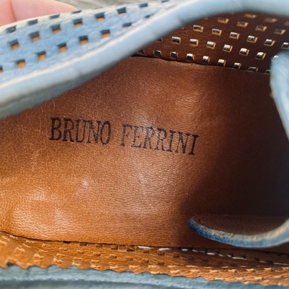 Ferrini Blue Leather Cutout Sneakers - Picture 2 of 8